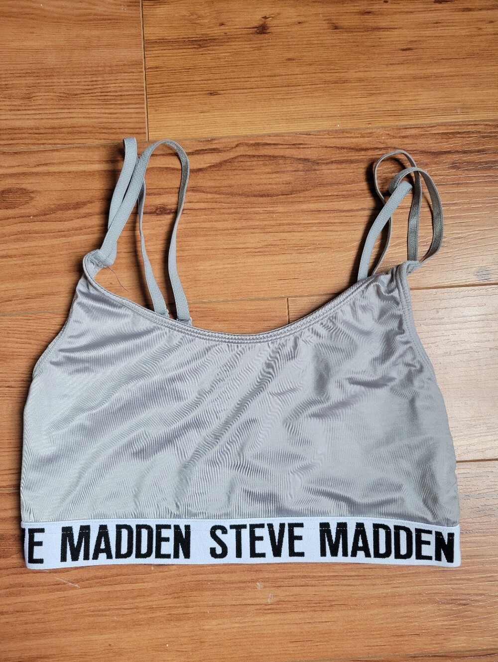 Steve Madden Light Gray Logo Band Bralette